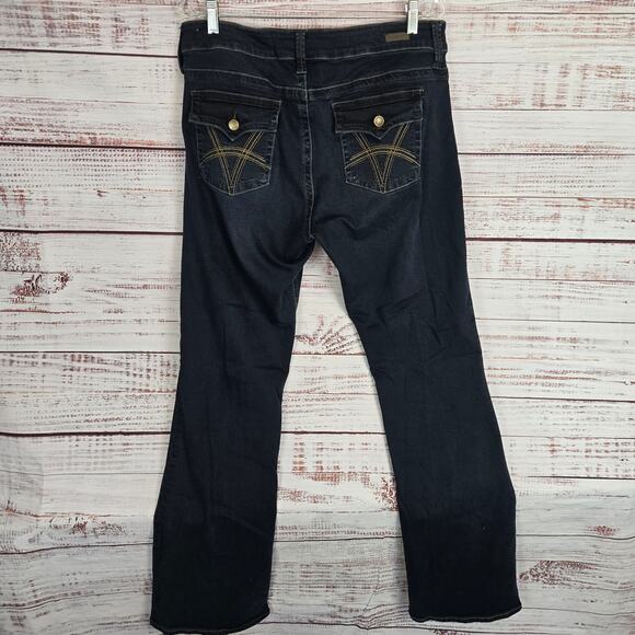 Kut From the Kloth Natalie High Rise Bootcut Jeans Sz 16 Dark Wash Flap Pockets - Picture 2 of 11